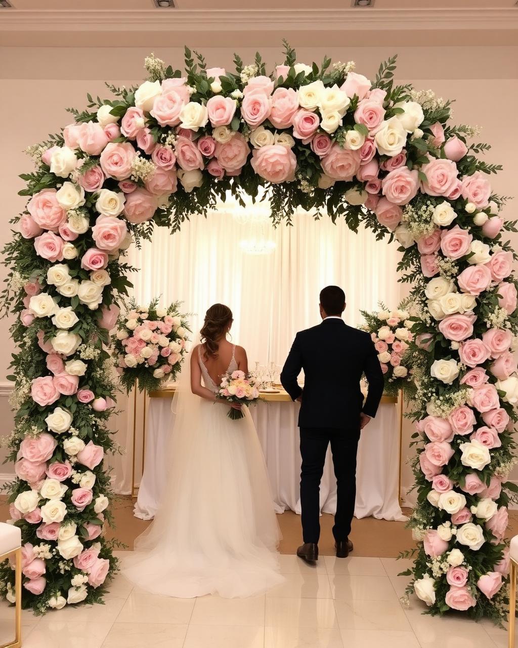 Floral arch entrance for engagement party